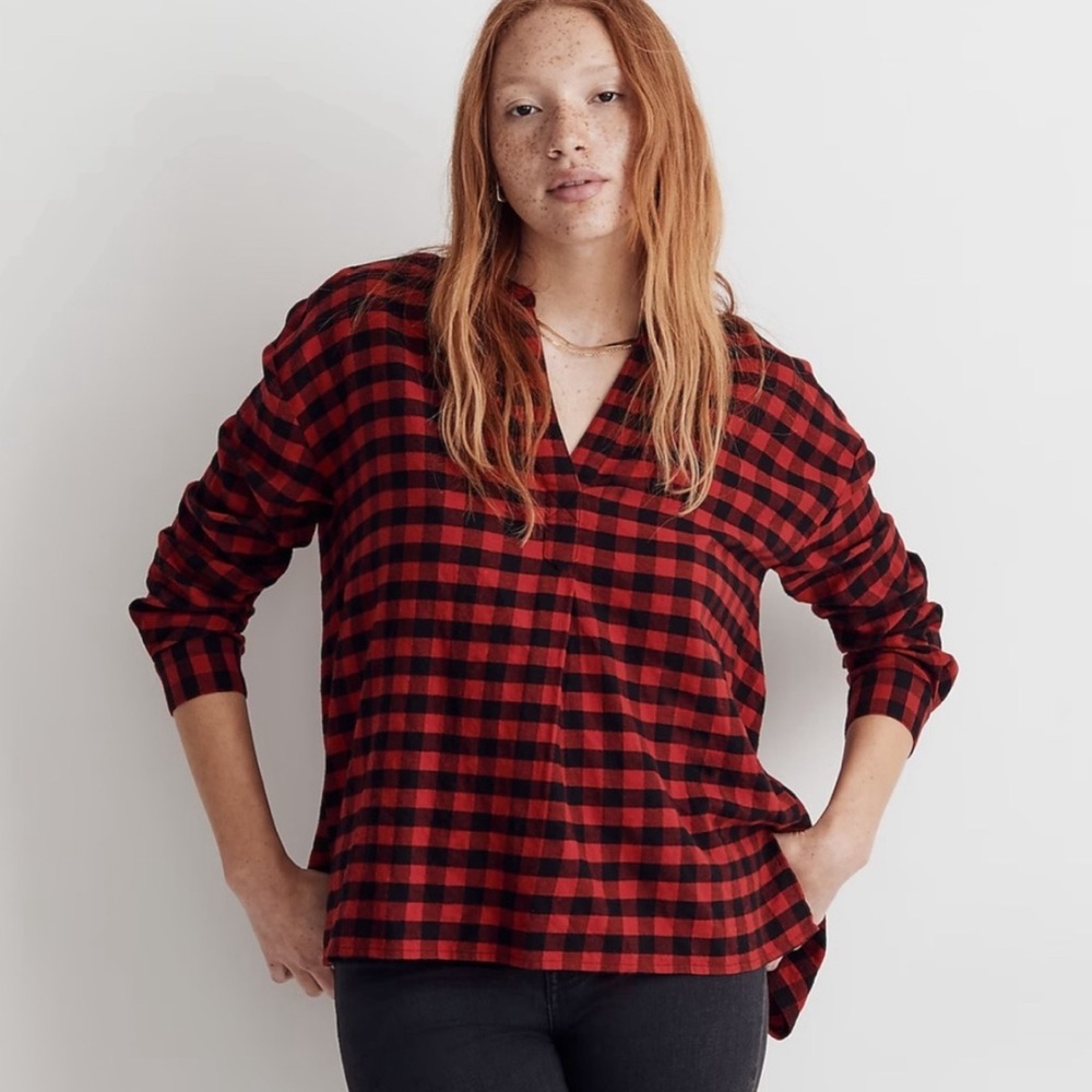 Madewell Flannel Long-Sleeve Shirt in Plaid size M